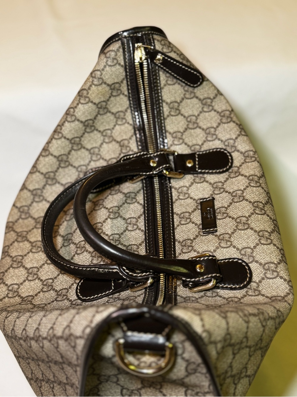 Vtg Authentic Gucci GG Supreme GG Monogram Top Handle Canvas Tote Bag Pre-owned - Picture 7 of 11